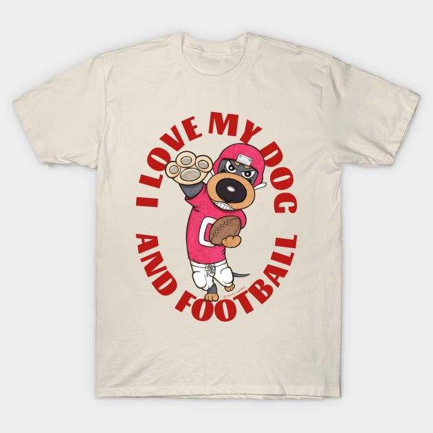 Cute Funny Doxie Dachshund Dog Football Player T-Shirt by Danny Gordon Art